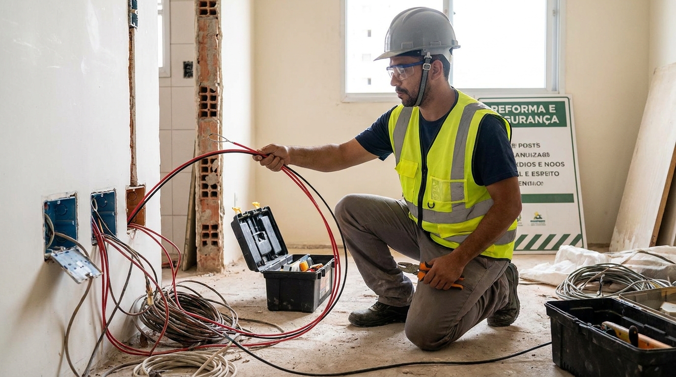 Substituição de fios antigos em Duque de Caxias‑RJ